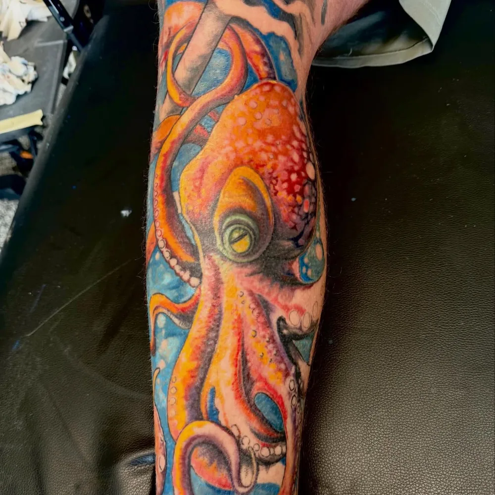 Full colour octopus half sleeve